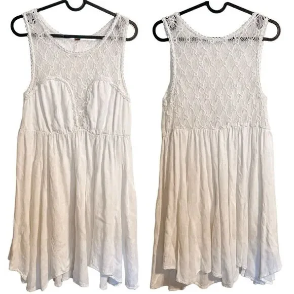 Free People Fiesta Lace Mini Dress White M - Picture 4 of 10